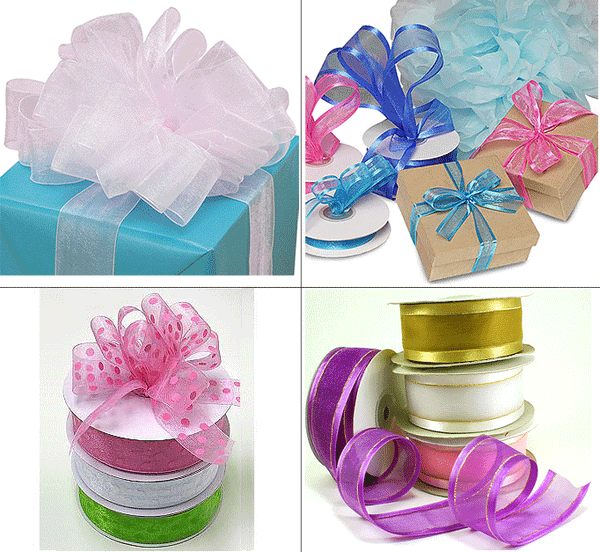Sheer Baby Blue & Pink Craft Ribbon | Bow Making & Gift Wrap Sheer Ribbons